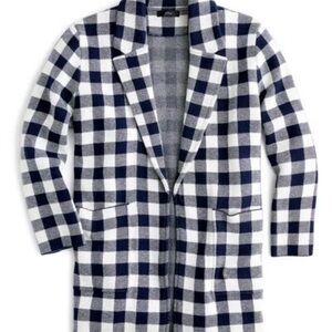 J. Crew Navy and White Checkered Blazer